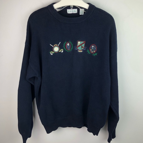 Izod Other - Izod Reto Knit Pullover Navy Blue Golf Sweater